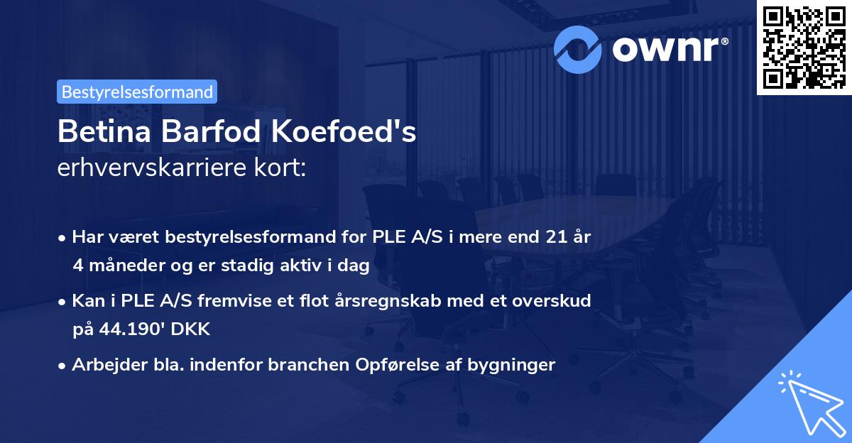 Betina Barfod Koefoed's erhvervskarriere kort