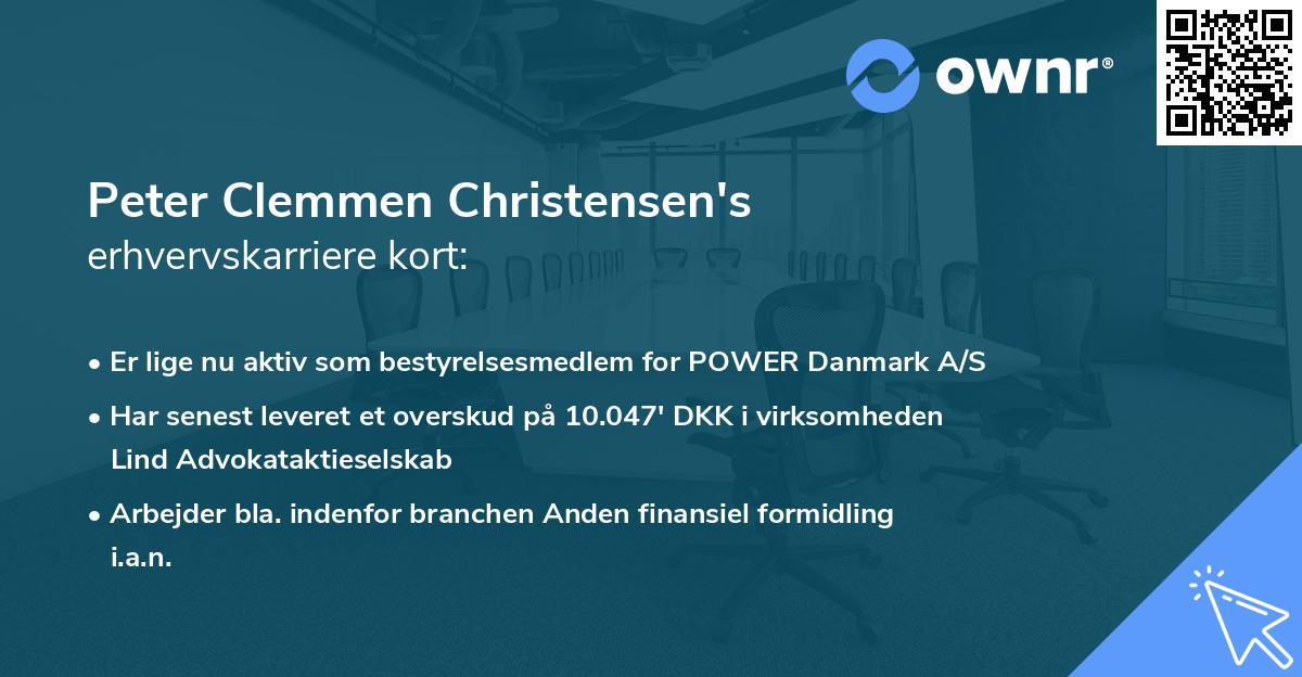 Peter Clemmen Christensen's erhvervskarriere kort