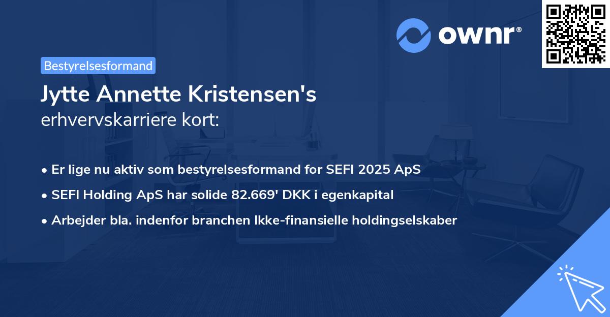 Jytte Annette Kristensen's erhvervskarriere kort