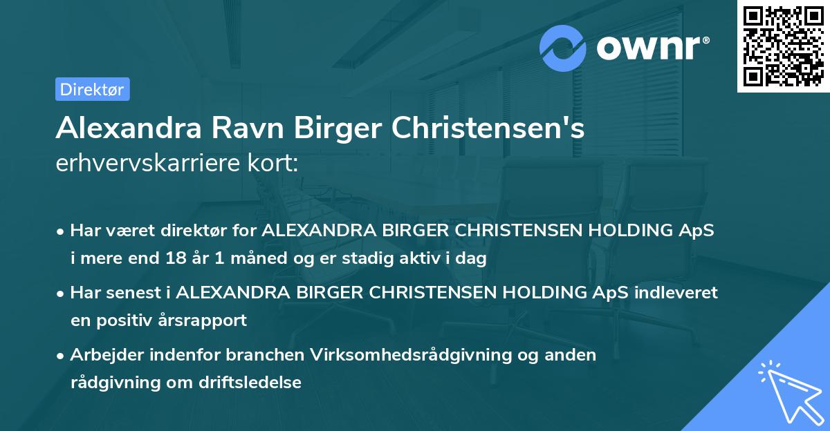 Alexandra Ravn Birger Christensen's erhvervskarriere kort