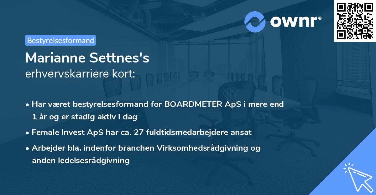Marianne Settnes's erhvervskarriere kort