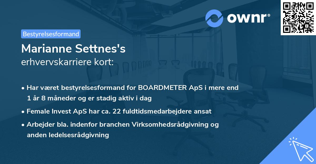 Marianne Settnes's erhvervskarriere kort
