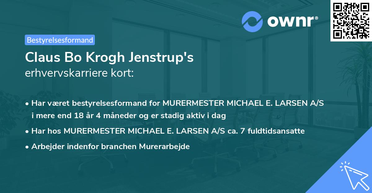 Claus Bo Krogh Jenstrup's erhvervskarriere kort