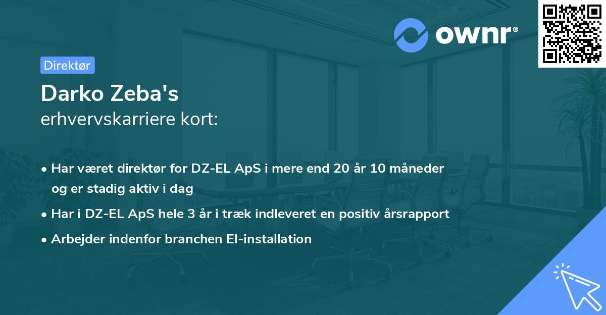 Darko Zeba's erhvervskarriere kort