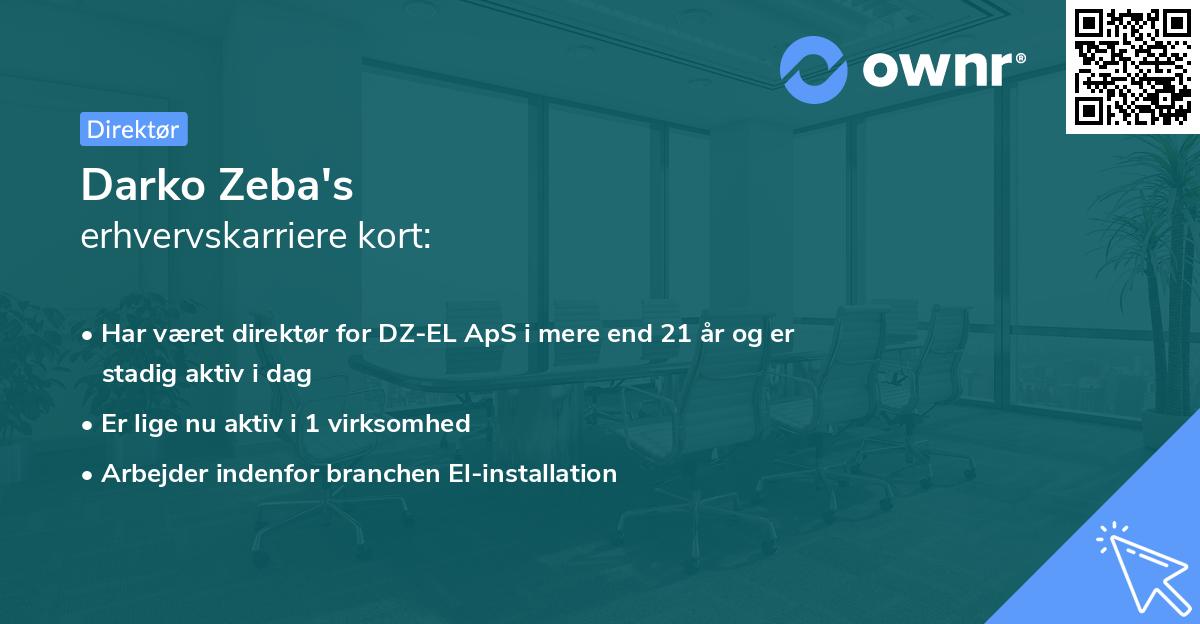 Darko Zeba's erhvervskarriere kort