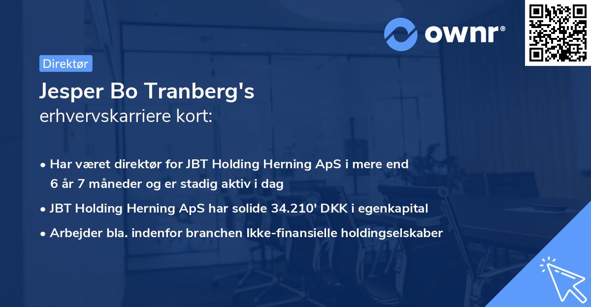 Jesper Bo Tranberg's erhvervskarriere kort