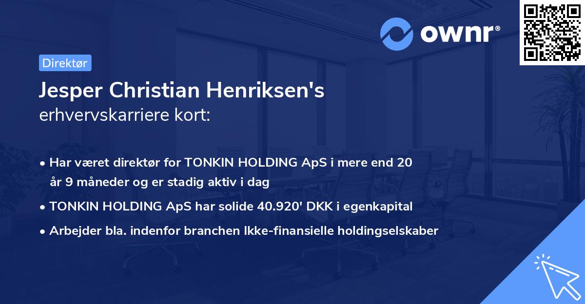 Jesper Christian Henriksen's erhvervskarriere kort