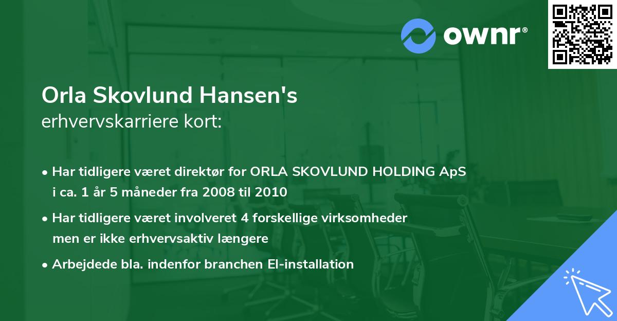 Orla Skovlund Hansen's erhvervskarriere kort