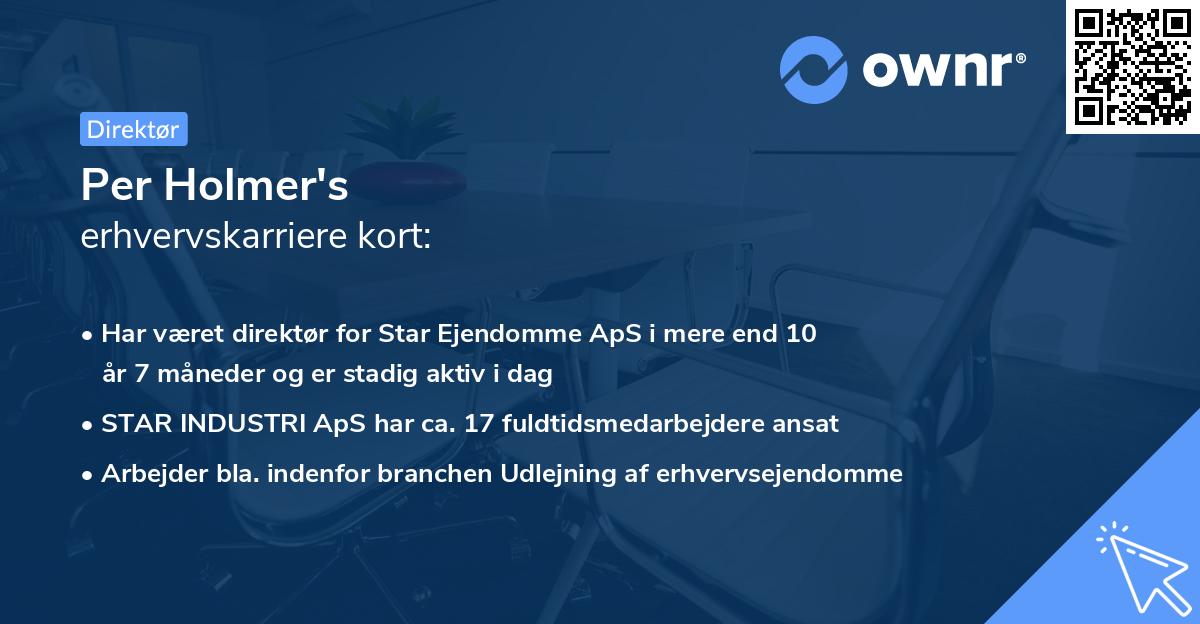 Per Holmer's erhvervskarriere kort
