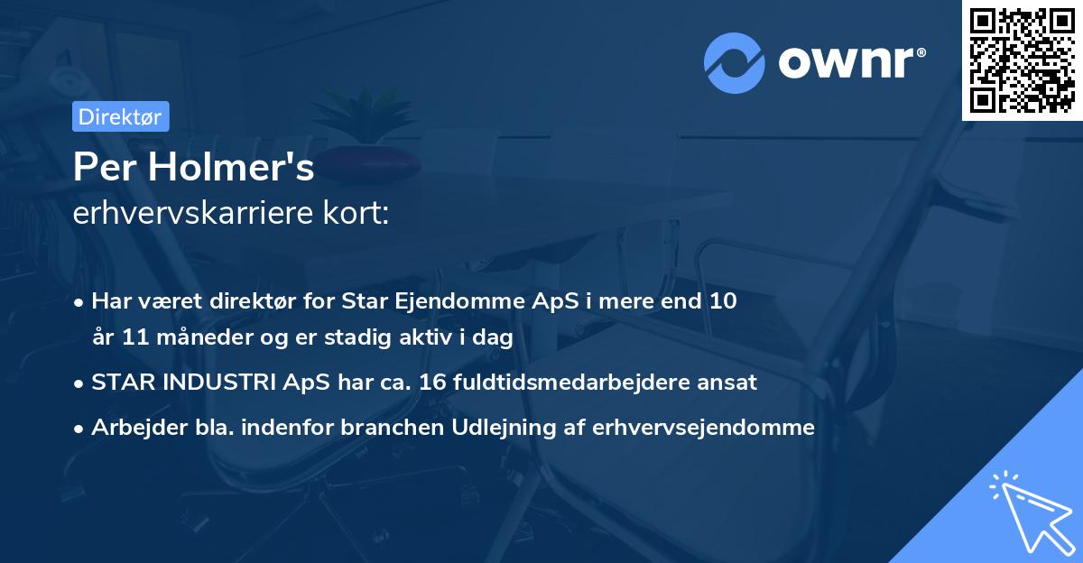 Per Holmer's erhvervskarriere kort