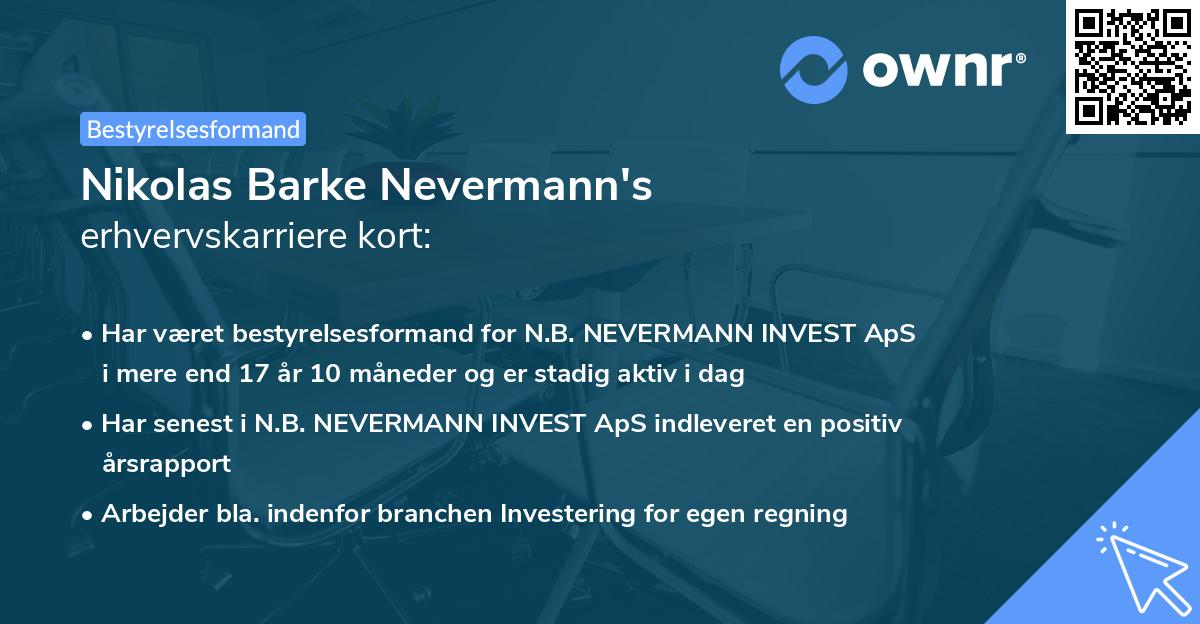 Nikolas Barke Nevermann's erhvervskarriere kort