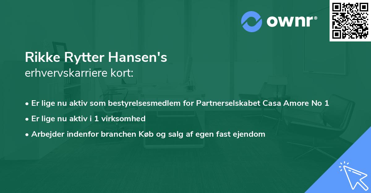 Rikke Rytter Hansen's erhvervskarriere kort