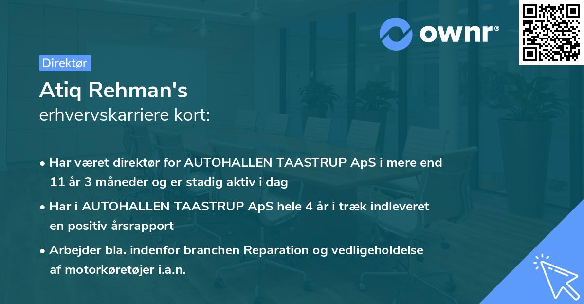 Atiq Rehman's erhvervskarriere kort