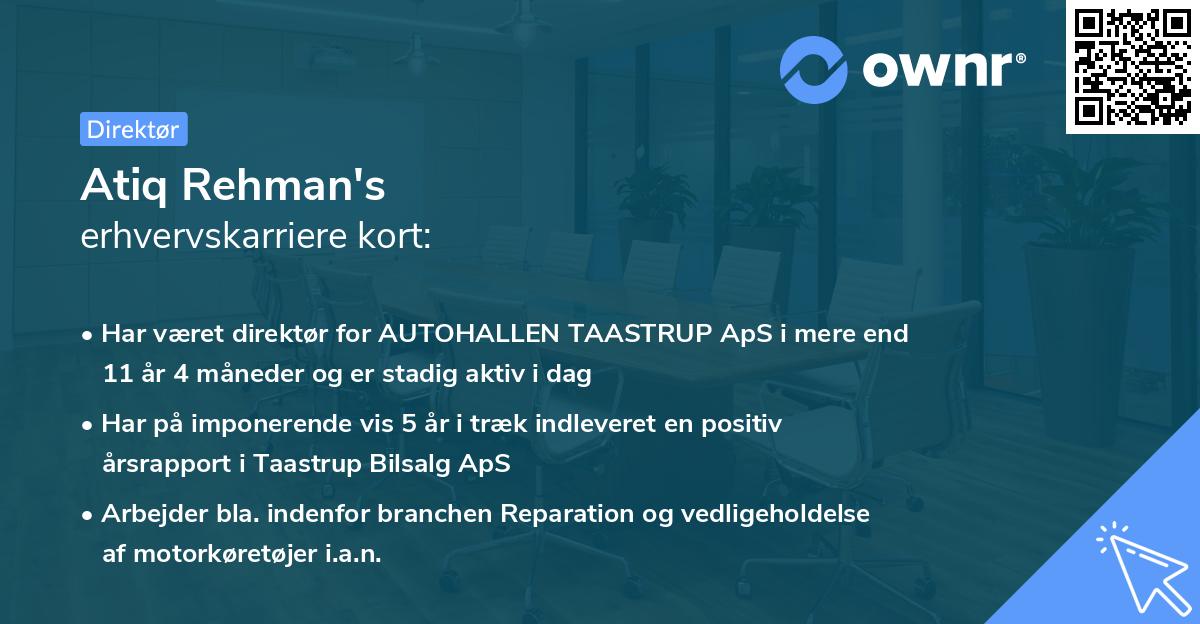 Atiq Rehman's erhvervskarriere kort