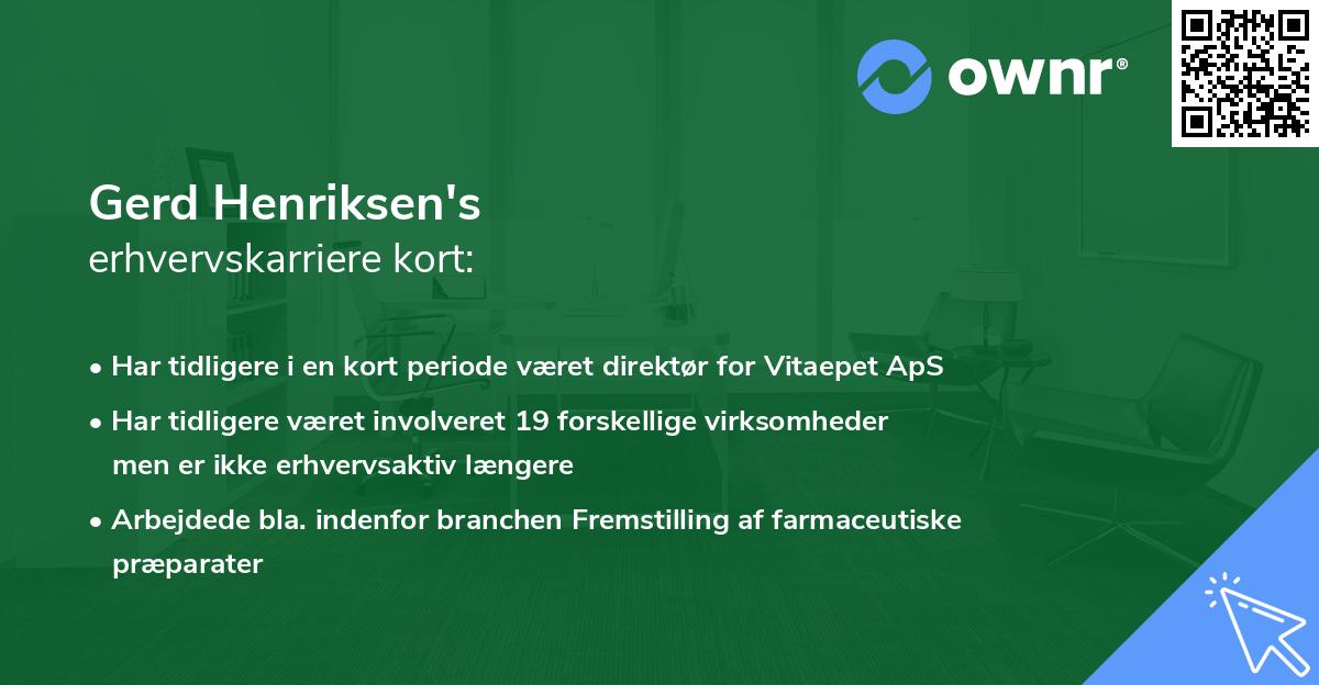 Gerd Henriksen's erhvervskarriere kort