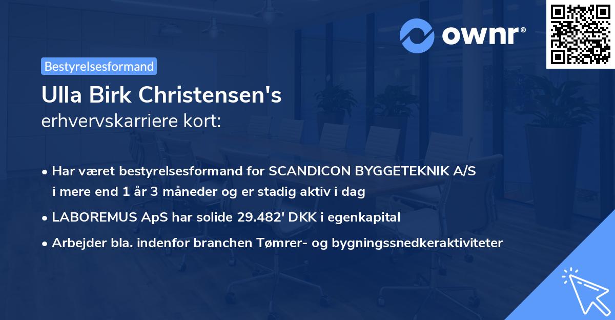 Ulla Birk Christensen's erhvervskarriere kort