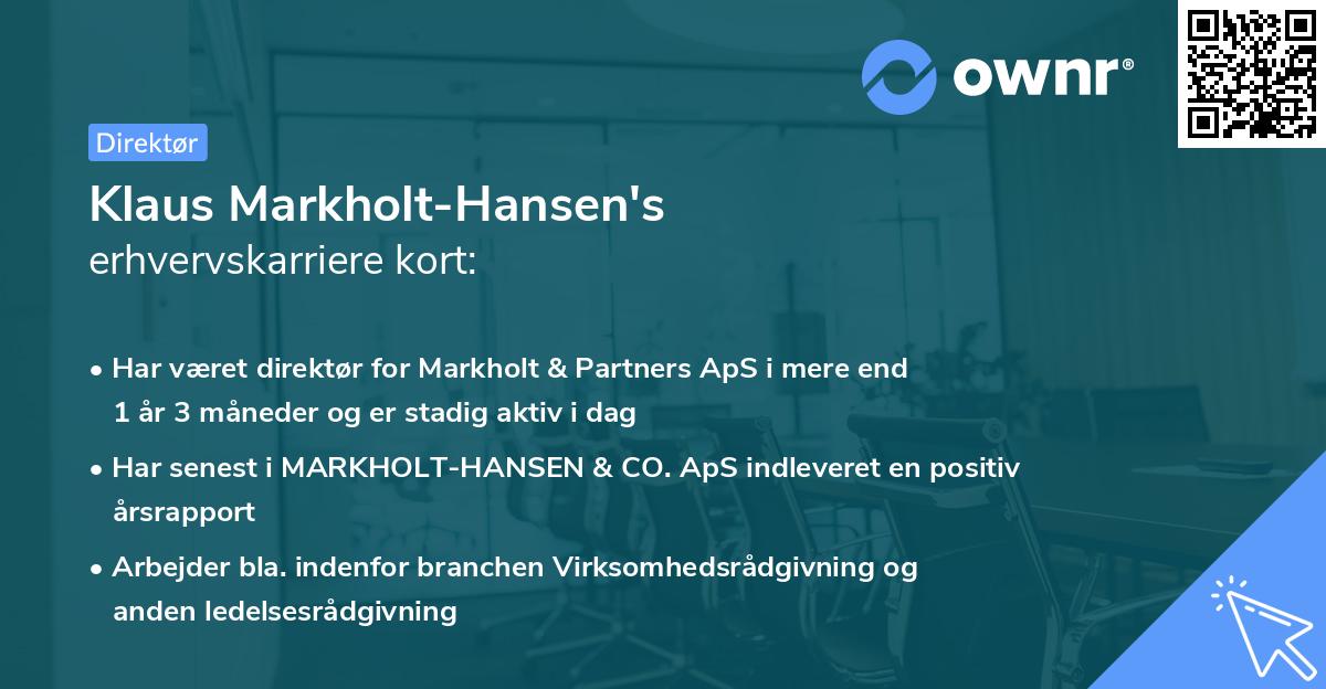 Klaus Markholt-Hansen's erhvervskarriere kort