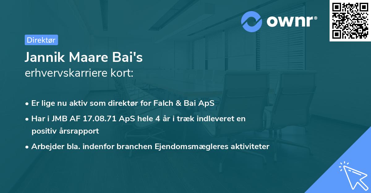 Jannik Maare Bai's erhvervskarriere kort