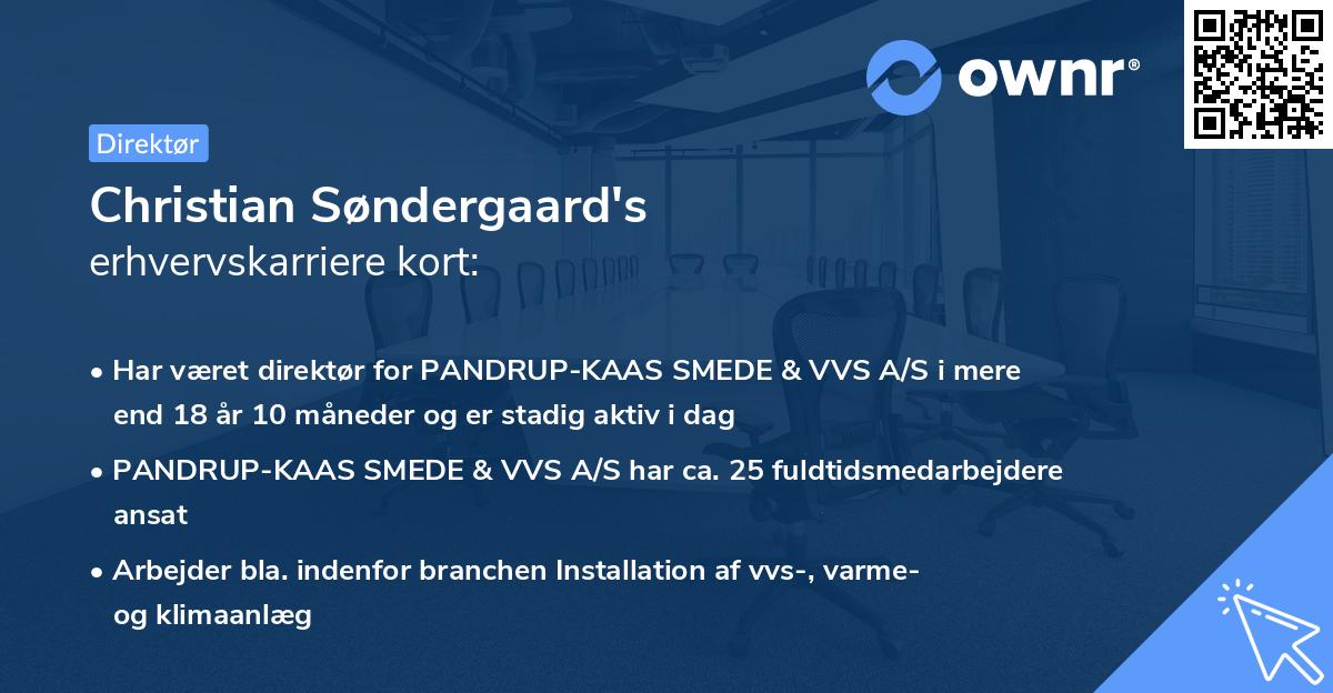 Christian Søndergaard's erhvervskarriere kort