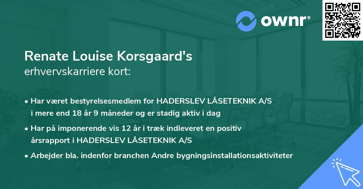 Renate Louise Korsgaard's erhvervskarriere kort