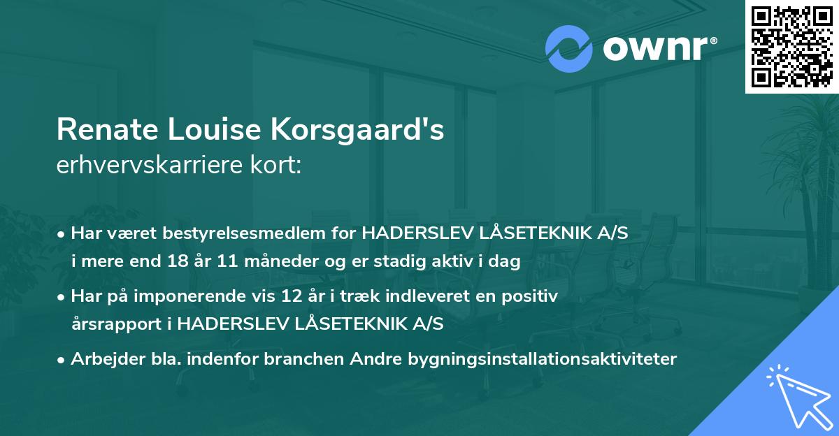 Renate Louise Korsgaard's erhvervskarriere kort