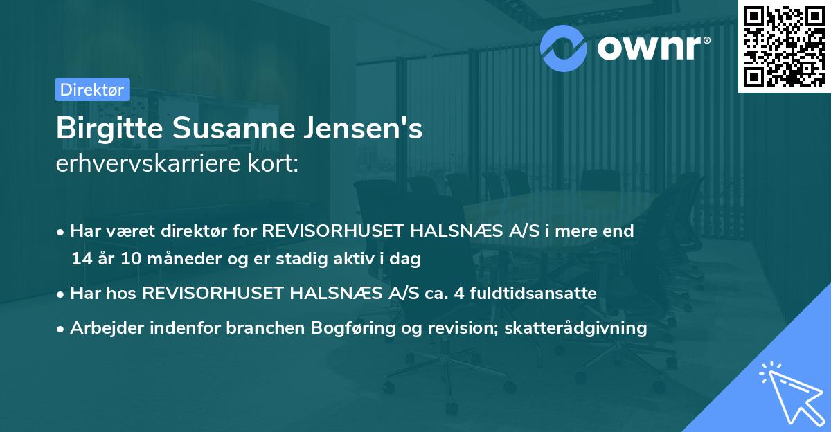 Birgitte Susanne Jensen's erhvervskarriere kort