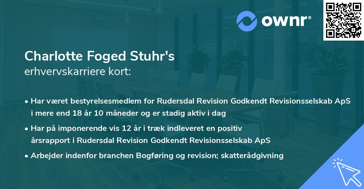 Charlotte Foged Stuhr's erhvervskarriere kort