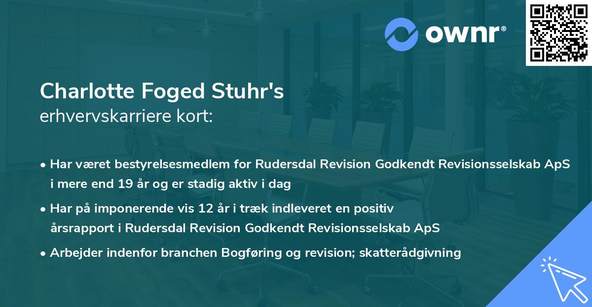 Charlotte Foged Stuhr's erhvervskarriere kort
