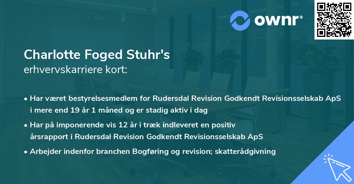 Charlotte Foged Stuhr's erhvervskarriere kort