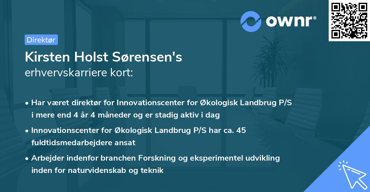 Kirsten Holst Sørensen's erhvervskarriere kort