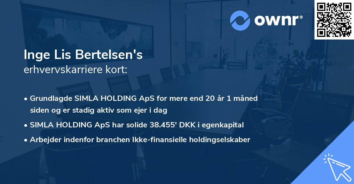 Inge Lis Bertelsen's erhvervskarriere kort