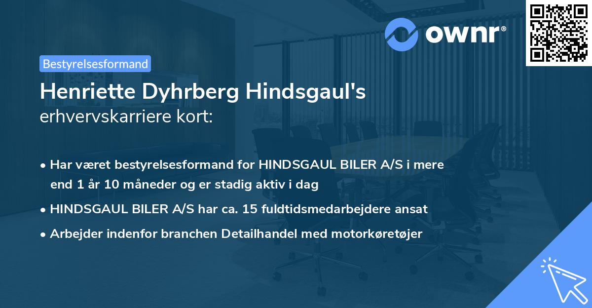 Henriette Dyhrberg Hindsgaul's erhvervskarriere kort