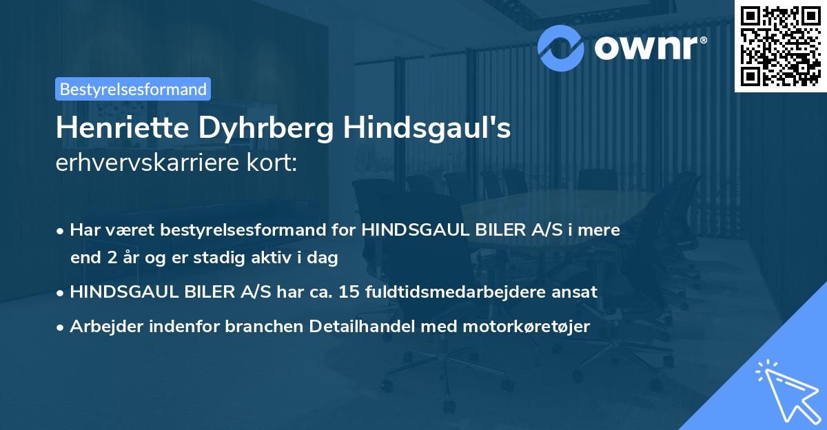 Henriette Dyhrberg Hindsgaul's erhvervskarriere kort