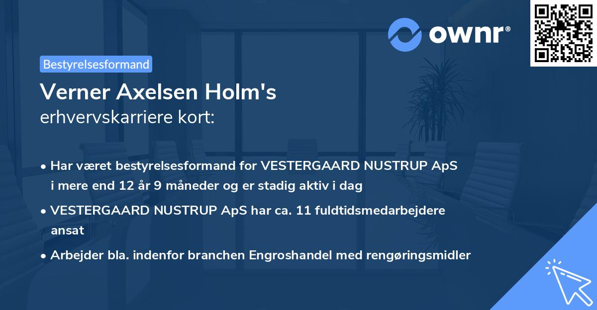 Verner Axelsen Holm's erhvervskarriere kort