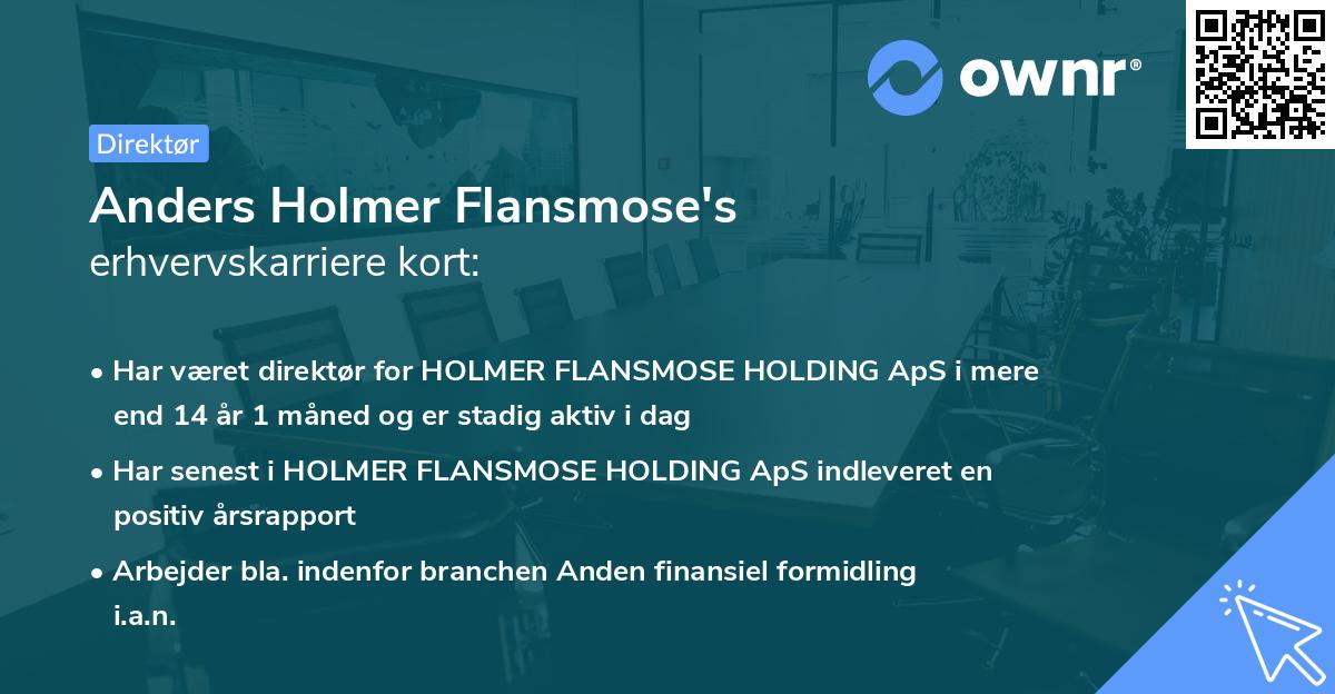 Anders Holmer Flansmose's erhvervskarriere kort