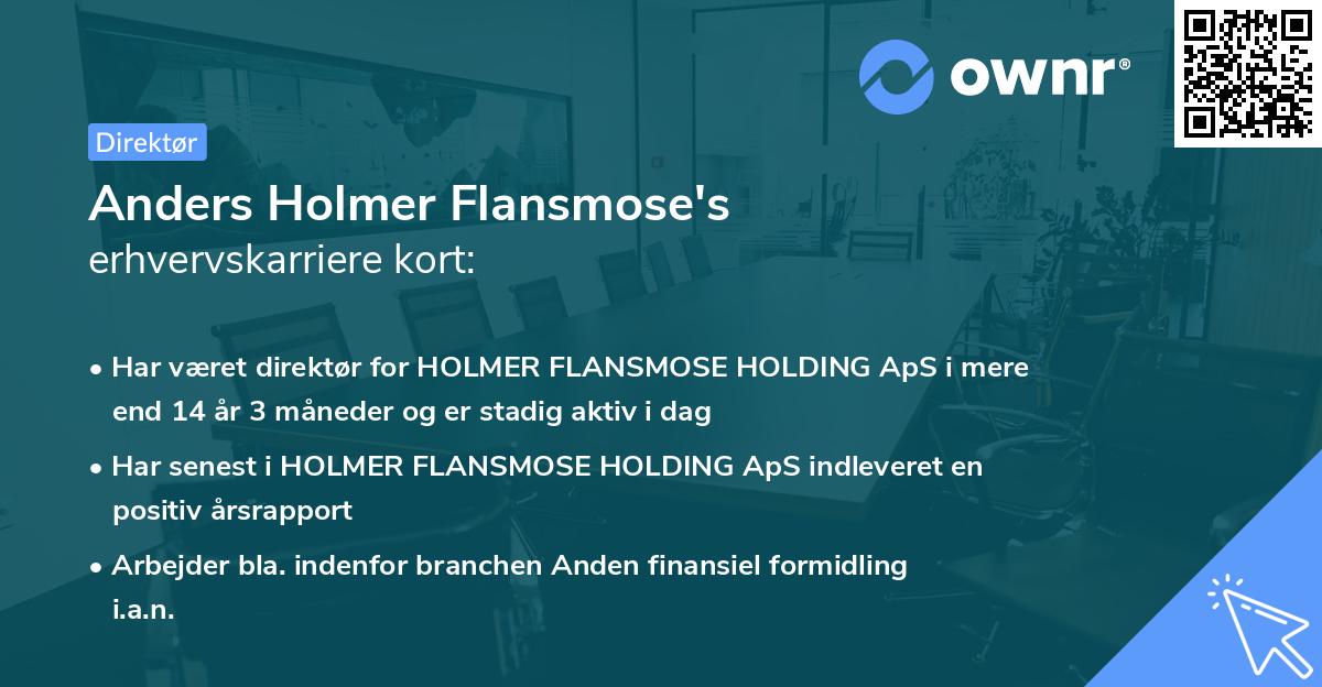 Anders Holmer Flansmose's erhvervskarriere kort