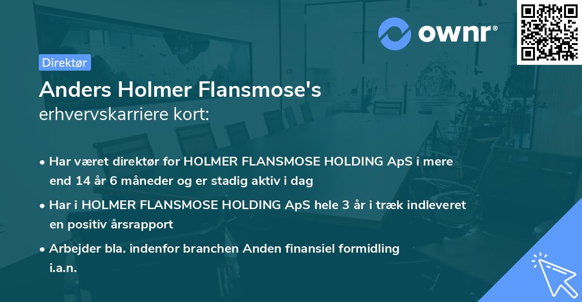 Anders Holmer Flansmose's erhvervskarriere kort