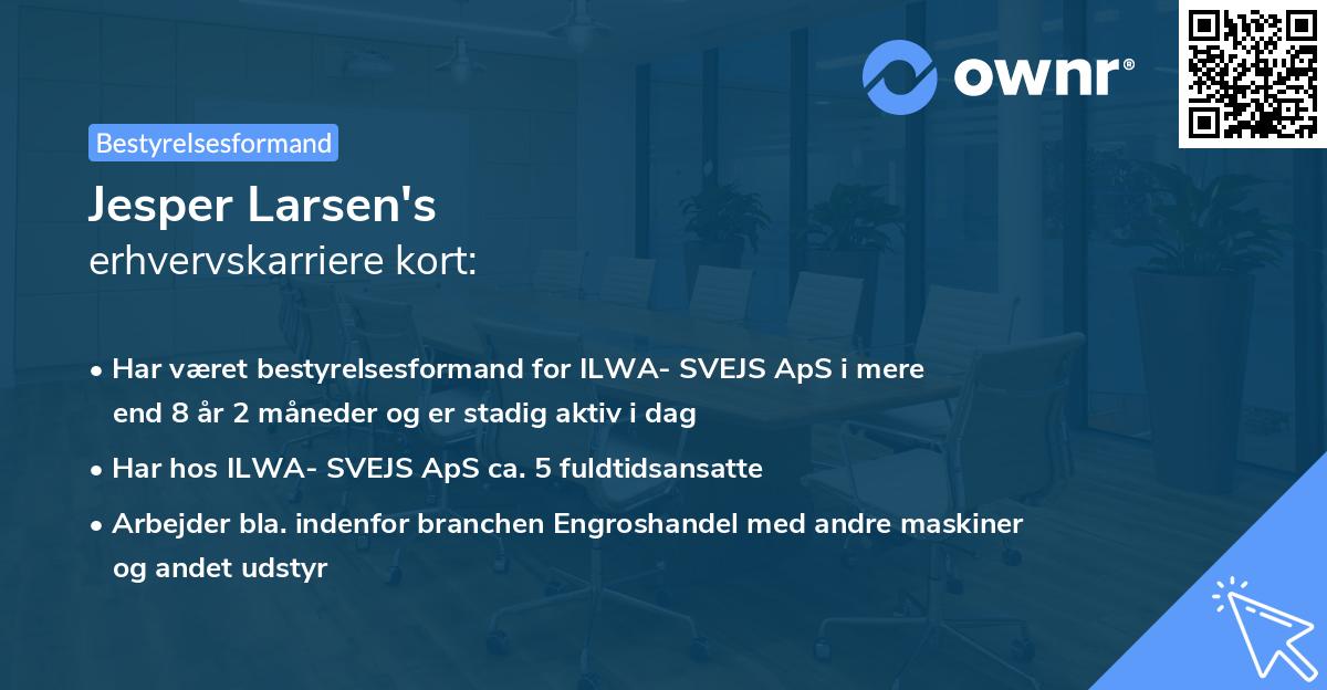 Jesper Larsen's erhvervskarriere kort