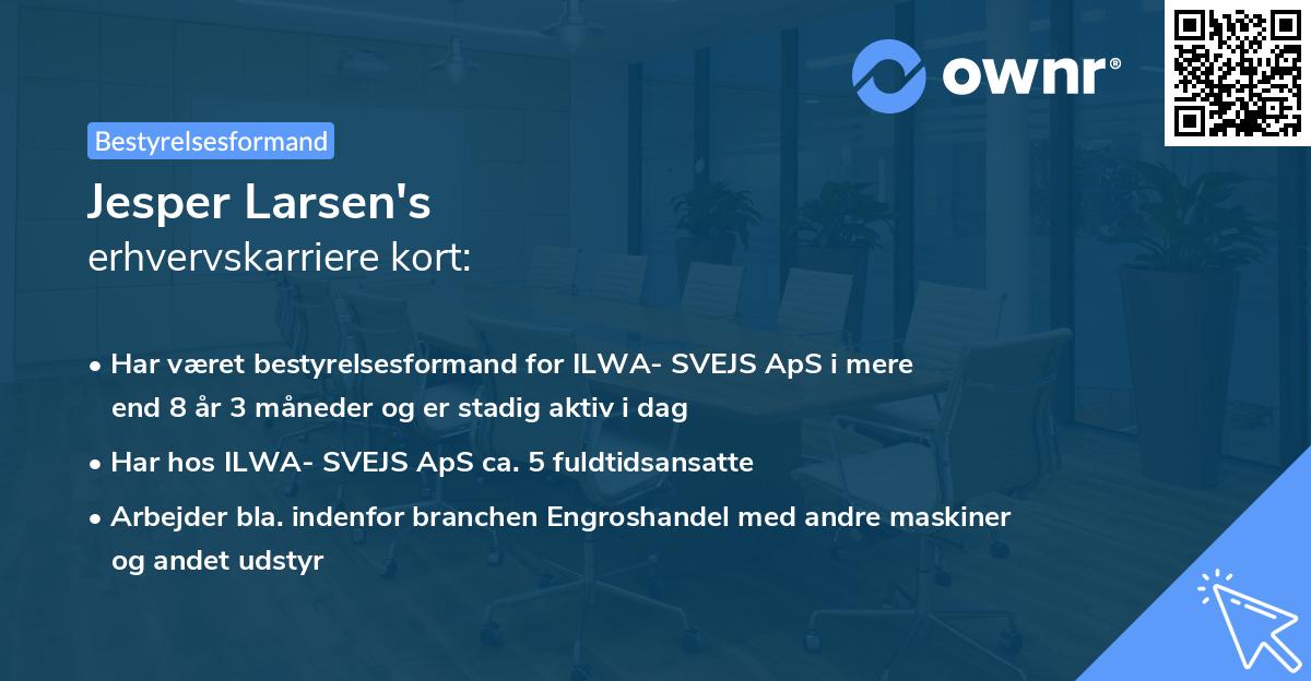 Jesper Larsen's erhvervskarriere kort