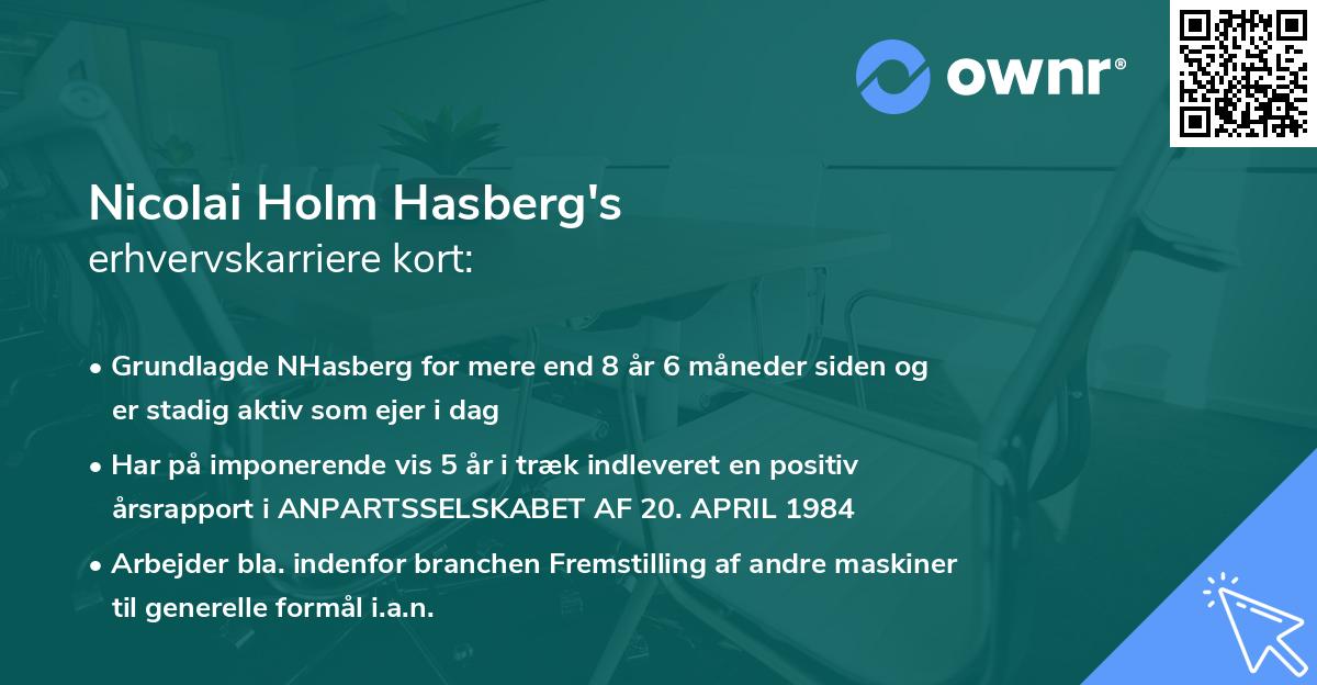 Nicolai Holm Hasberg's erhvervskarriere kort
