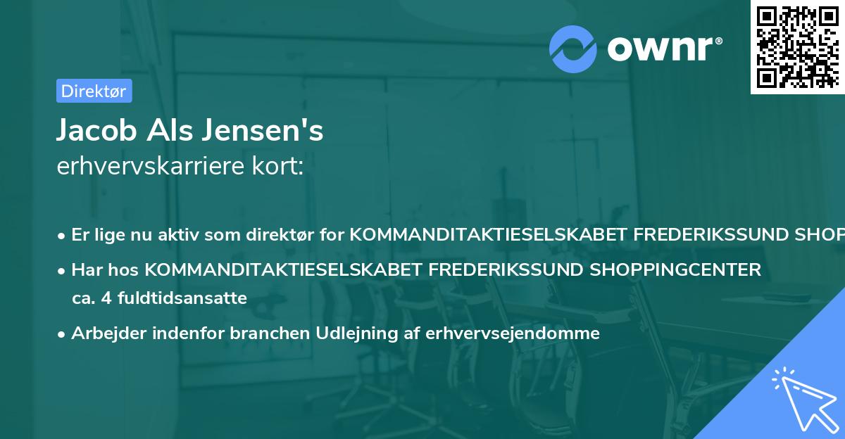 Jacob Als Jensen's erhvervskarriere kort