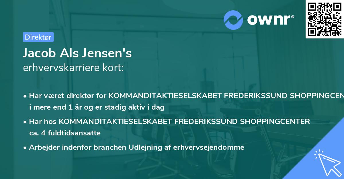Jacob Als Jensen's erhvervskarriere kort