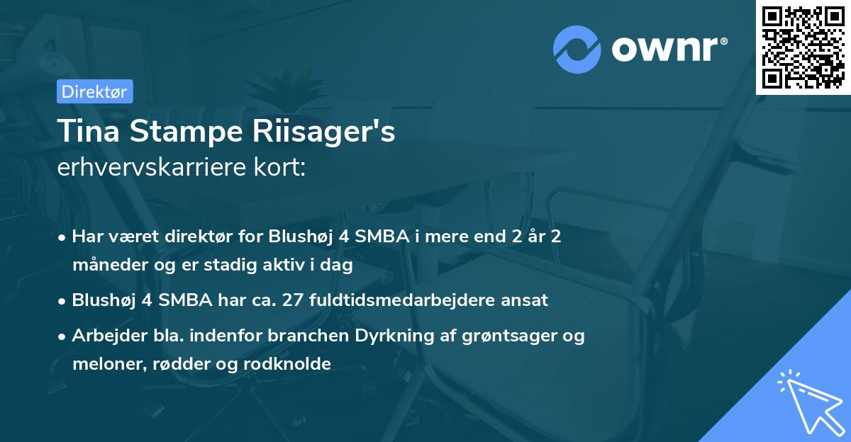 Tina Stampe Riisager's erhvervskarriere kort