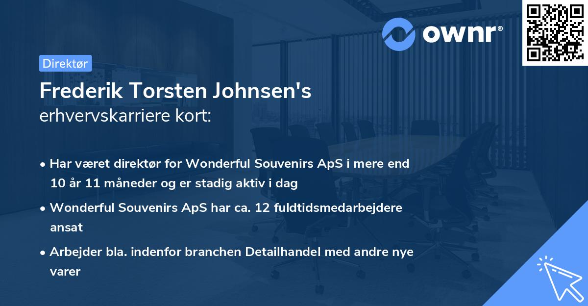 Frederik Torsten Johnsen's erhvervskarriere kort