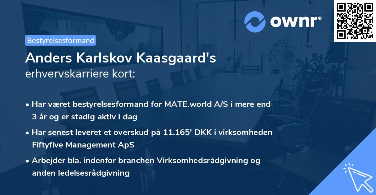 Anders Karlskov Kaasgaard's erhvervskarriere kort