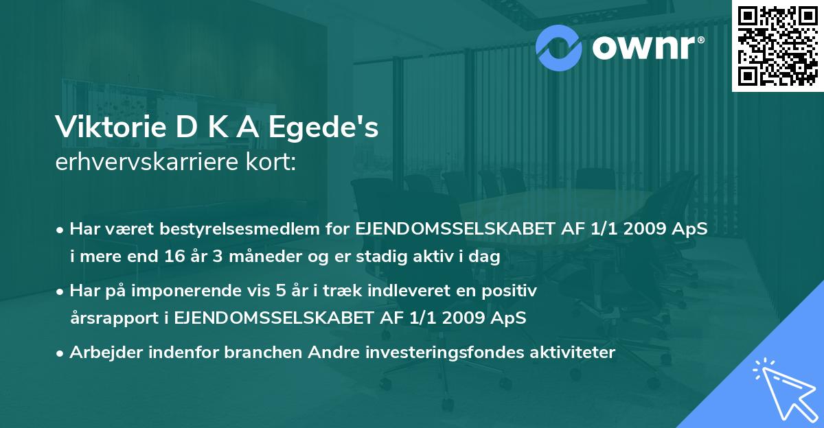Viktorie D K A Egede's erhvervskarriere kort