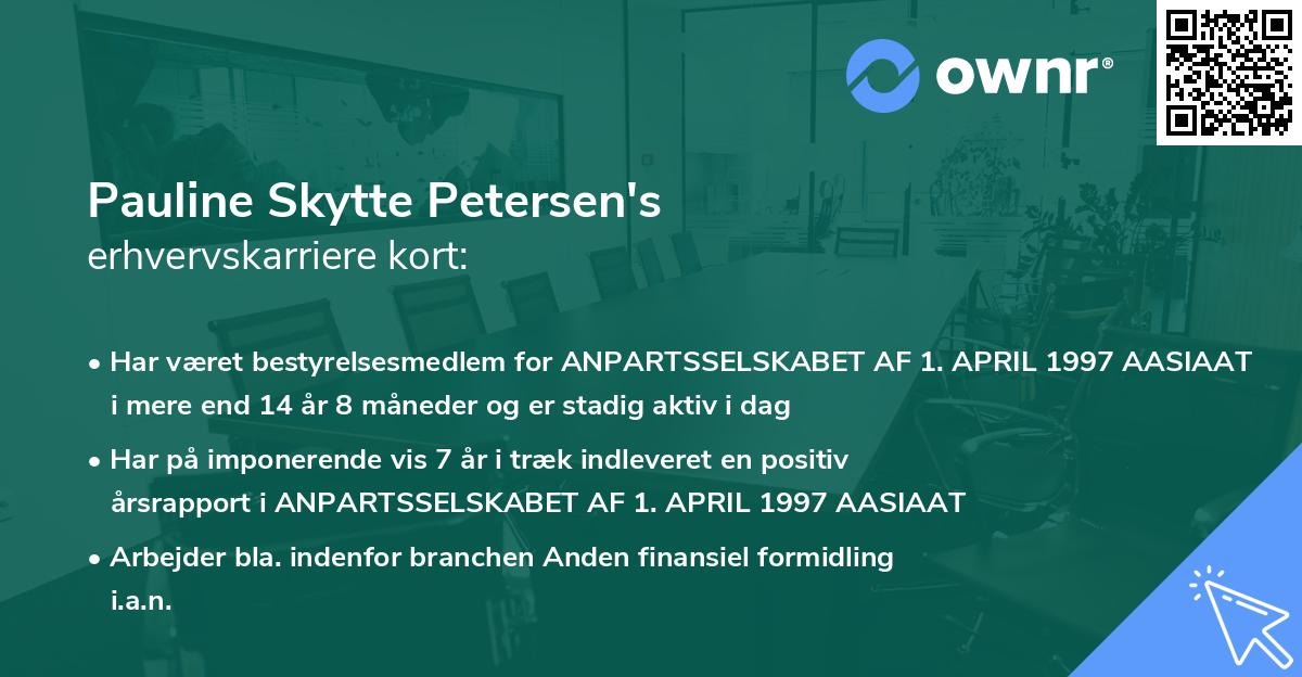 Pauline Skytte Petersen's erhvervskarriere kort