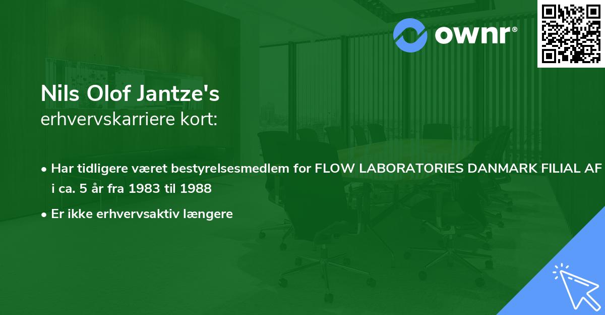 Nils Olof Jantze's erhvervskarriere kort