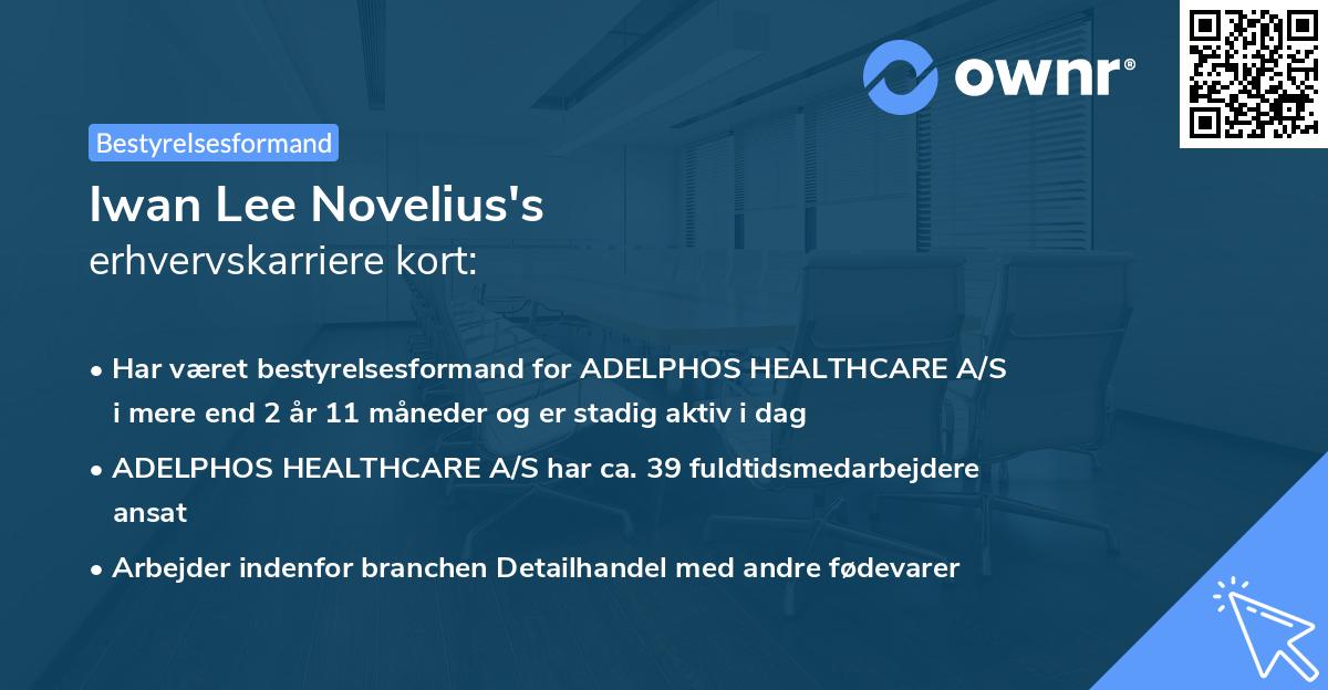 Iwan Lee Novelius's erhvervskarriere kort