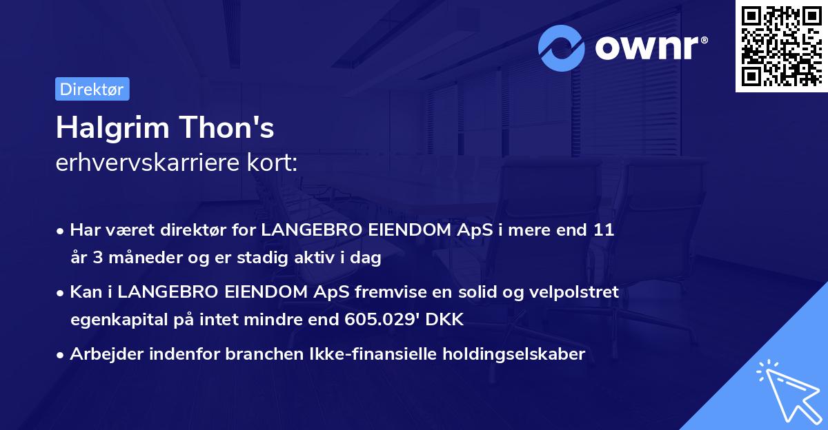 Halgrim Thon's erhvervskarriere kort